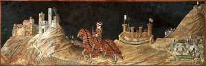 2. Симоне Мартини. Конный портрет Гвидориччо да Фольяно. 1328-1330
